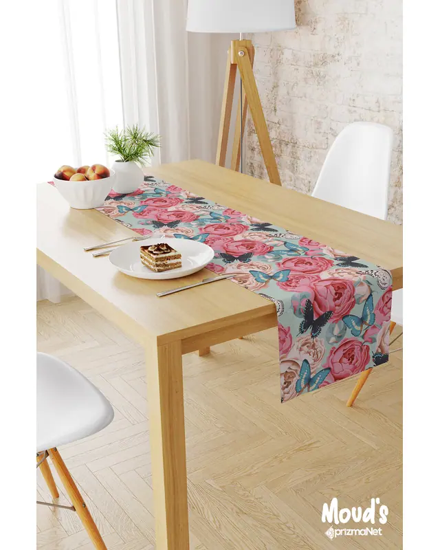 Classic Pattern 3 Desenli Baskılı Süet Runner Masa Örtüsü