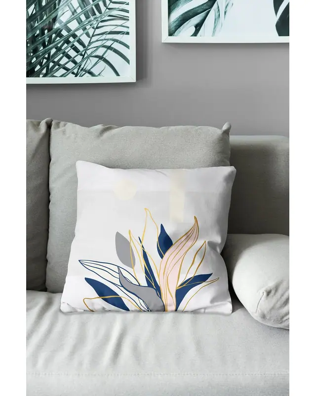 Navy Gold Leaves - 1 Pattern Double-Sided Printed Suede Cushion Cover - 3