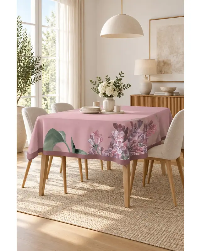 Vintage Flower 3 Rectangular Easy-Care Suede-Feel Tablecloth - MS-101