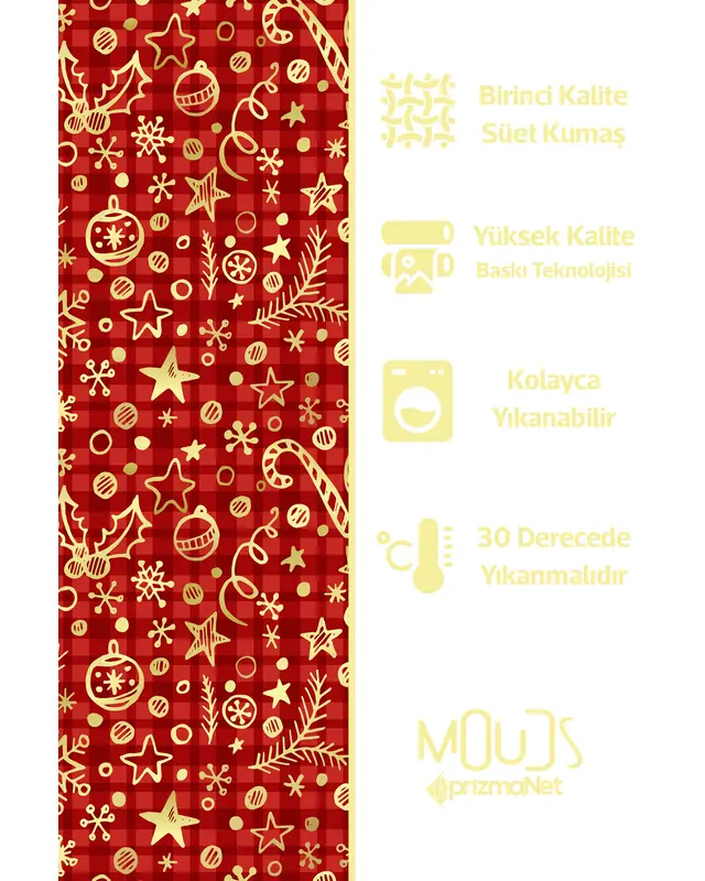 Red Christmas Pattern Suede Table Runner - 4
