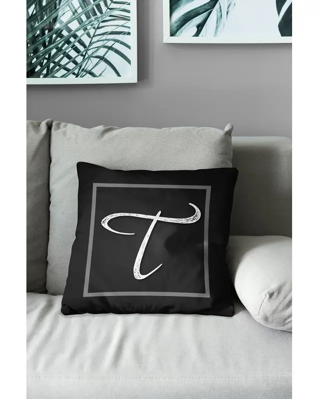 T Letter Pattern Double-Sided Printed Suede Cushion Cover - 3