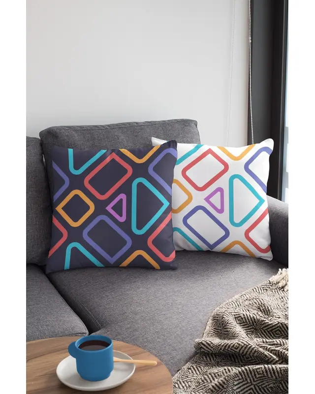 Double-Sided Printed Colourful Geometric Series Pattern Set of 4 Coordinated Suede Cushion Cover - PLG153 - 6