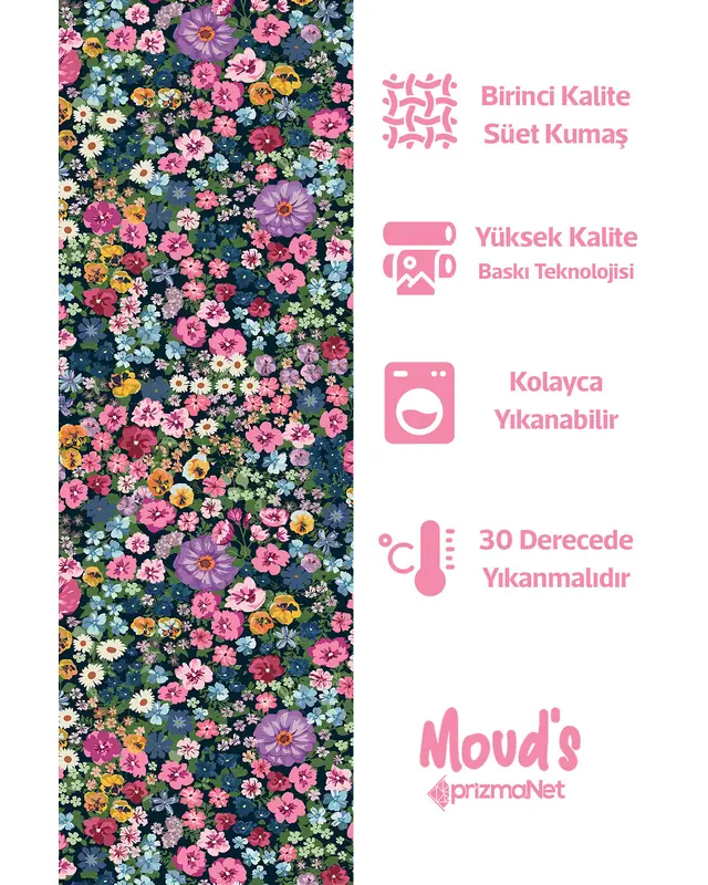 Violet Desenli Yuvarlak Süet Dertsiz Masa Örtüsü - 2
