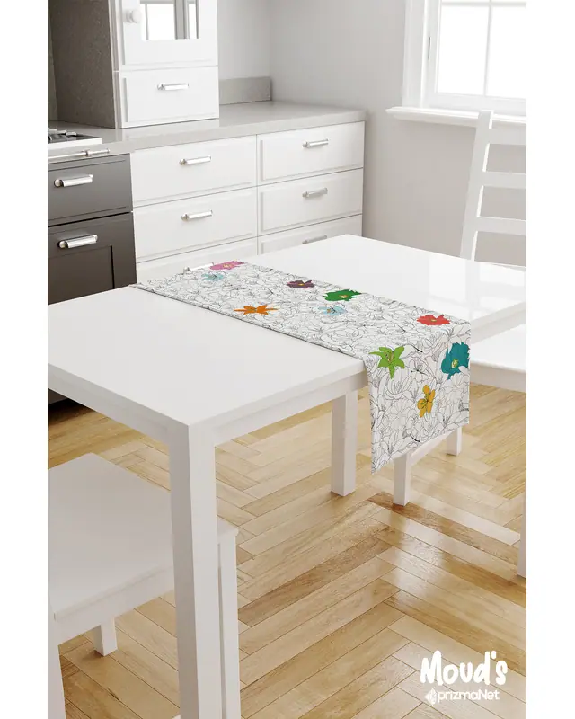 Floral Series Pattern Printed Suede Table Runner - 2