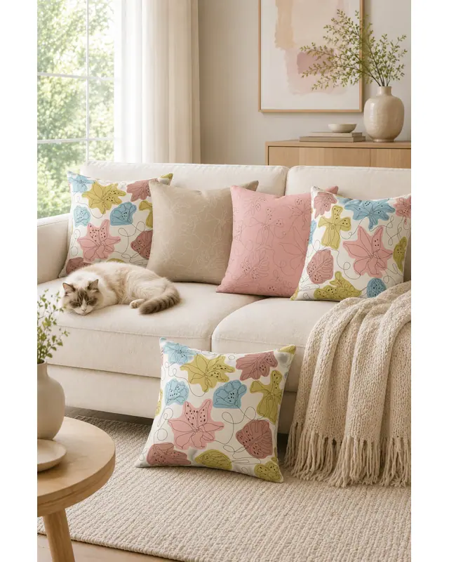 Double-Sided Printed Hope Fell Pattern Set of 4 Coordinated Suede Cushion Cover - 7