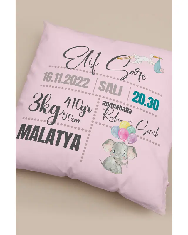 Personalized Baby Birth Details Cushion, Birth Announcement Pillow Cover, Newborn Cushion Cover