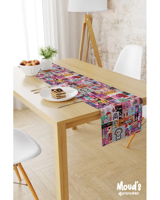 Music Board Pattern Printed Suede Table Runner
