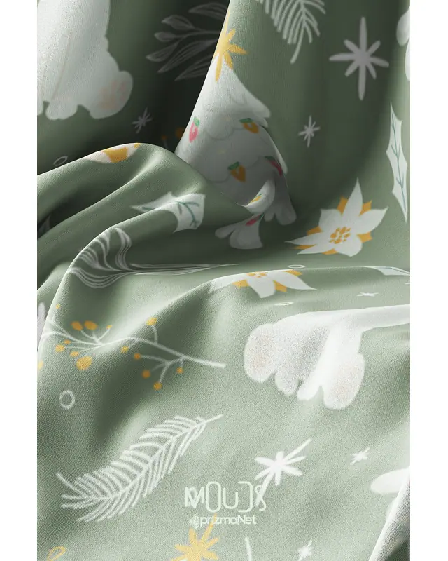 Khaki Christmas Round Easy-Care Suede-Feel Tablecloth - MSY-194 - 5