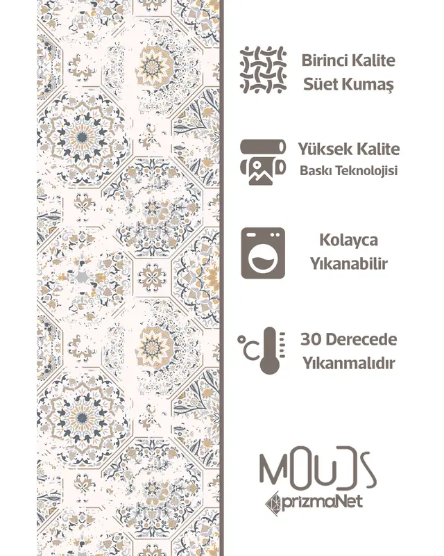 Suede Textured Fabric Anatolia 4 Patterned Kitchen Apron, Chef Apron, Waiter Apron, Restaurant Apron - MTF-27 - 3