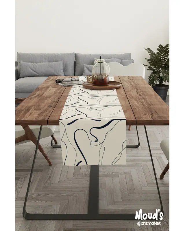 Omegu 4 Desenli Baskılı Süet Runner Masa Örtüsü - 3
