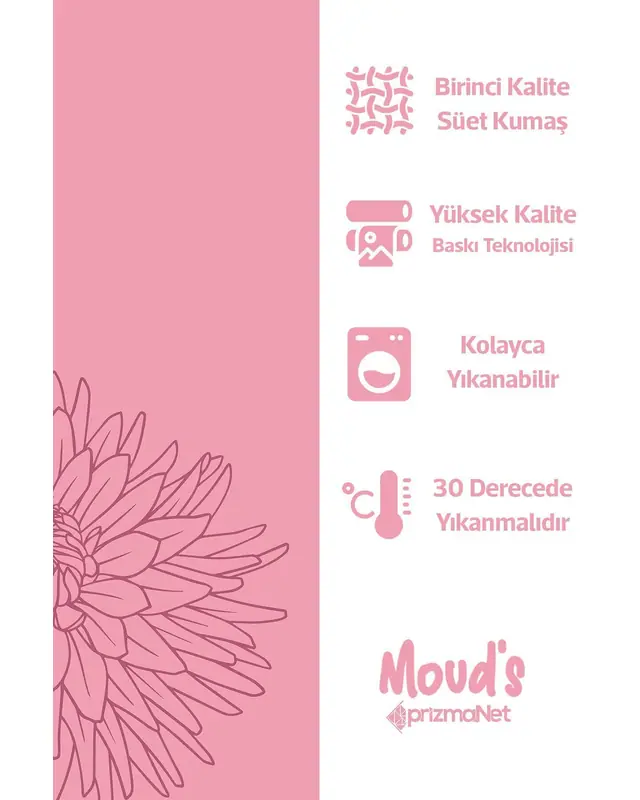 Pembe Pastel Çizgi Desenli Süet Dertsiz Masa Örtüsü - 2