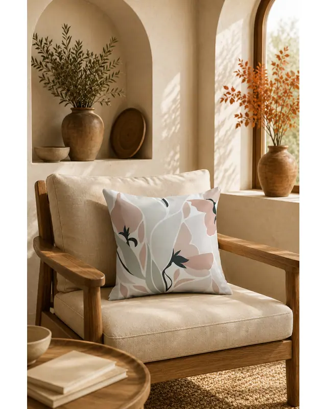 Double-Sided Printed Mirror Flower Pattern Set of 3 Coordinated Suede Cushion Cover - 8