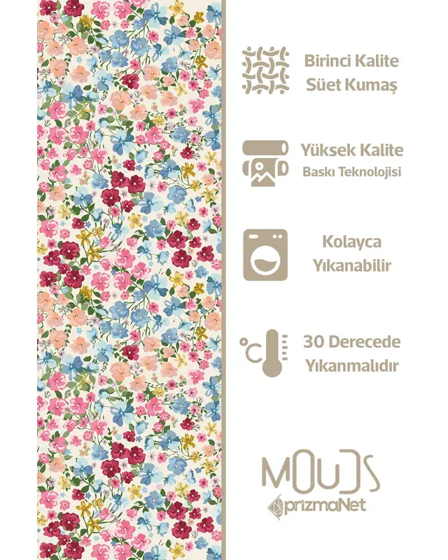 Suede Textured Fabric Colorful Pastel Flower Patterned Kitchen Apron, Chef Apron, Waiter Apron, Restaurant Apron - MTF-04 - 3