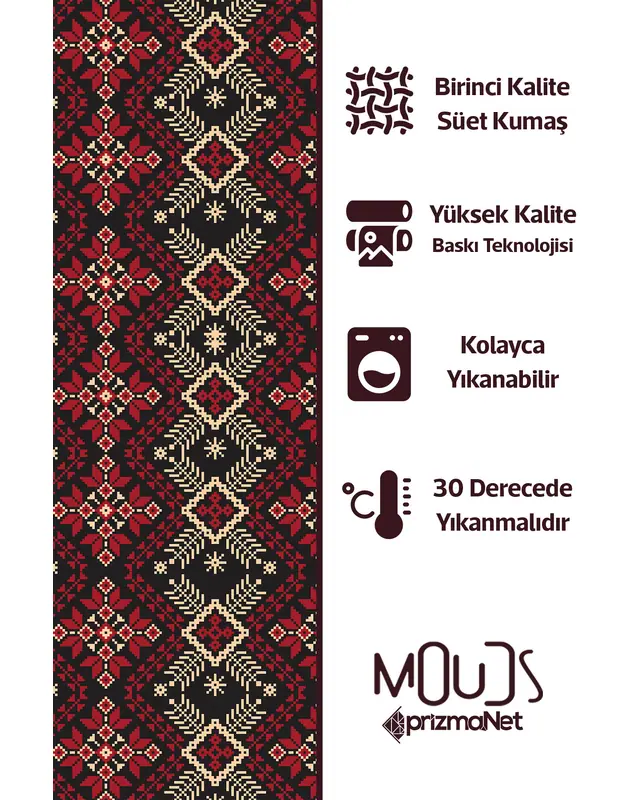 Anatolia 11 Patterned Suede Living Room Decorative Curtain Printed Pencil Pleat Body - Set of 2 Panels - PRD-1020 - 6
