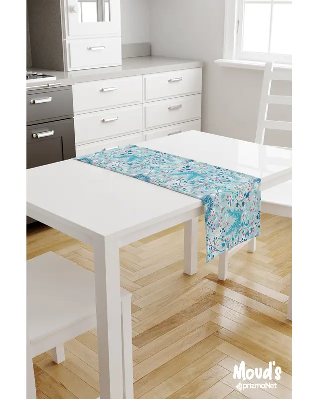 Winter Branches Pattern Printed Suede Table Runner - 2