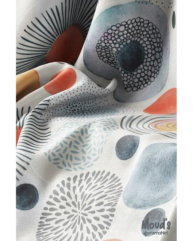 Japanese Round Flower Rectangular Easy-Care Suede-Feel Tablecloth - MS-66 - 3