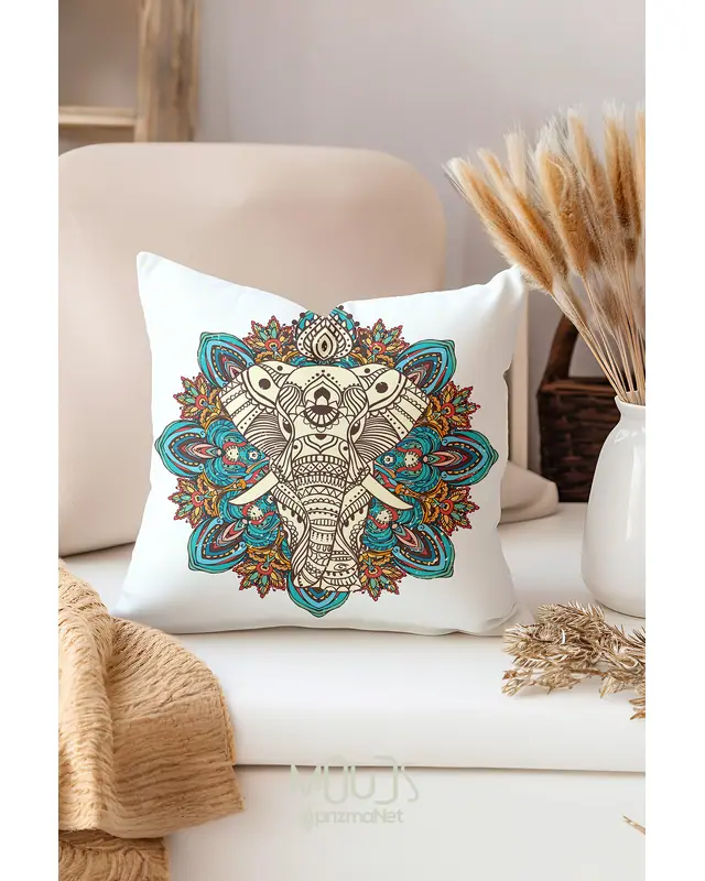 Elephant Mandala Pattern Double-Sided Printed Single Cushion Cover