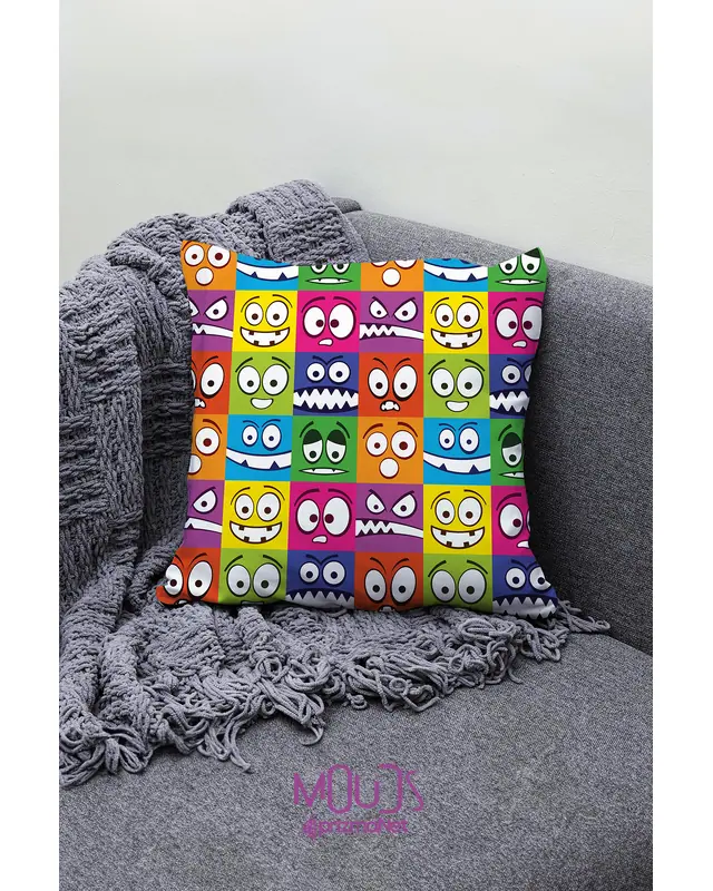 Cube Face Pattern Double-Sided Printed Single Cushion Cover - 2