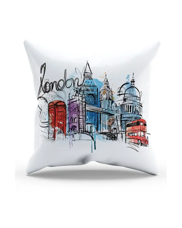Londra Pattern Double-Sided Printed Suede Cushion Cover