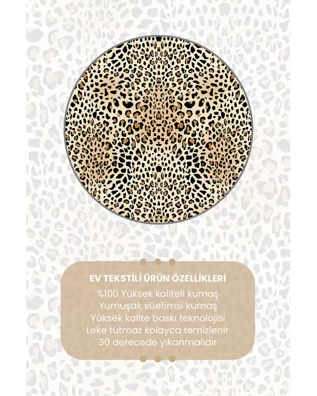 Leopard Patterned Living Room Decorative Curtain Digital Printed Suede Pencil Pleat - Set of 2 Panels - PRD-1011 - 7