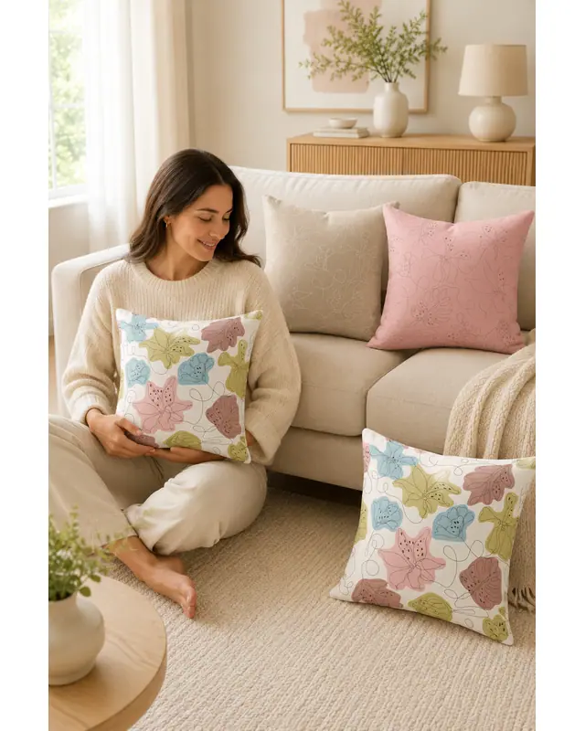 Double-Sided Printed Hope Fell Pattern Set of 4 Coordinated Suede Cushion Cover - 3