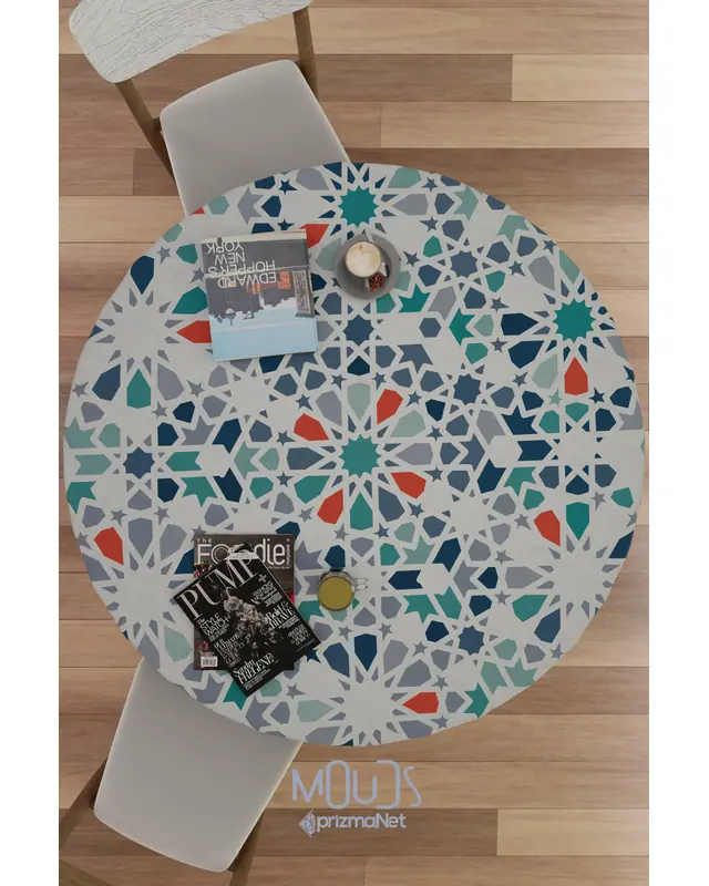 Ramadan Colourful Islamic Round Easy-Care Suede-Feel Tablecloth - MSY-250 - 2