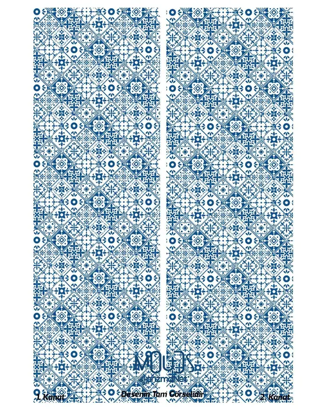 Turkey Ethnic Patterned Suede Living Room Decorative Curtain Printed Pencil Pleat Body - Set of 2 Panels - PRD-1085 - 3