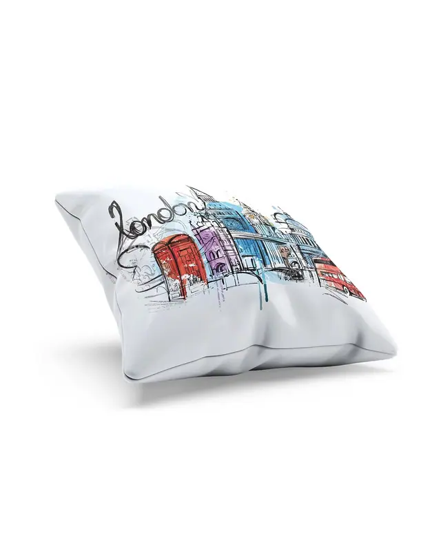 Londra Pattern Double-Sided Printed Suede Cushion Cover - 2