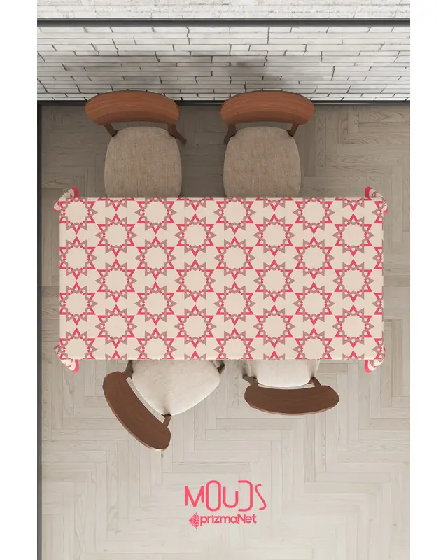 Pink Rose Islamic Rectangular Easy-Care Suede-Feel Tablecloth - MS-242 - 6