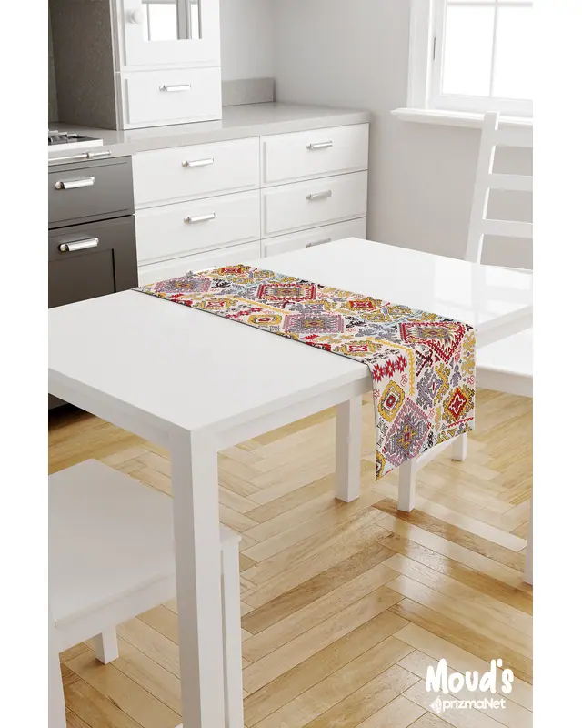 Anatolia 8 Pattern Printed Suede Table Runner - 2