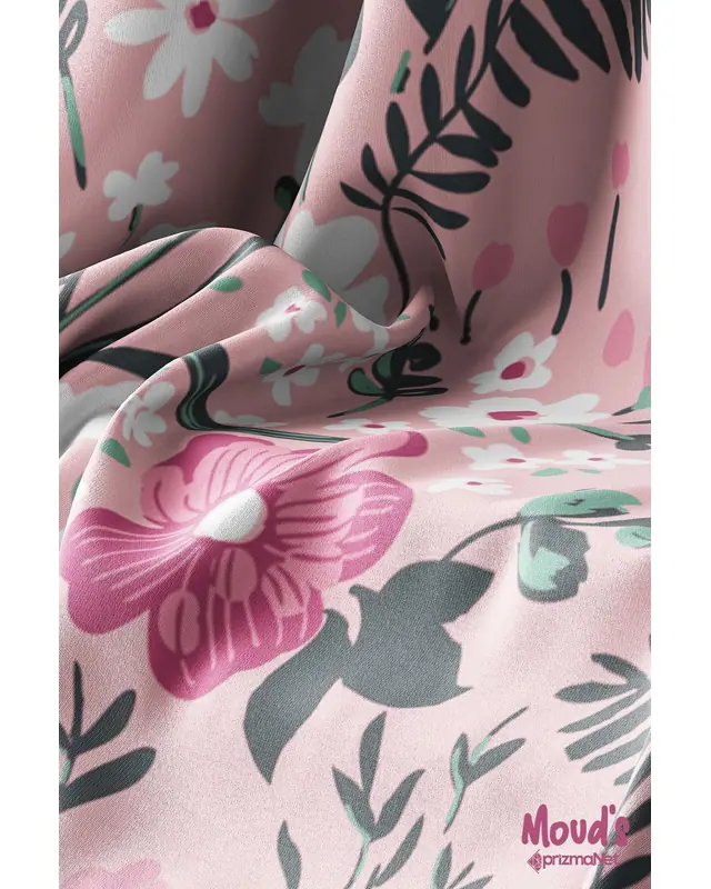 Pink Pastel Flower Round Easy-Care Suede-Feel Tablecloth - MSY-13 - 3