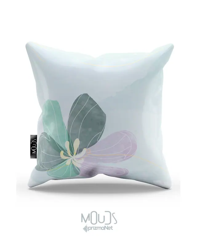 2'li Pastel Flower-2 Pattern Double-Sided Printed Suede Cushion Cover Set - 4