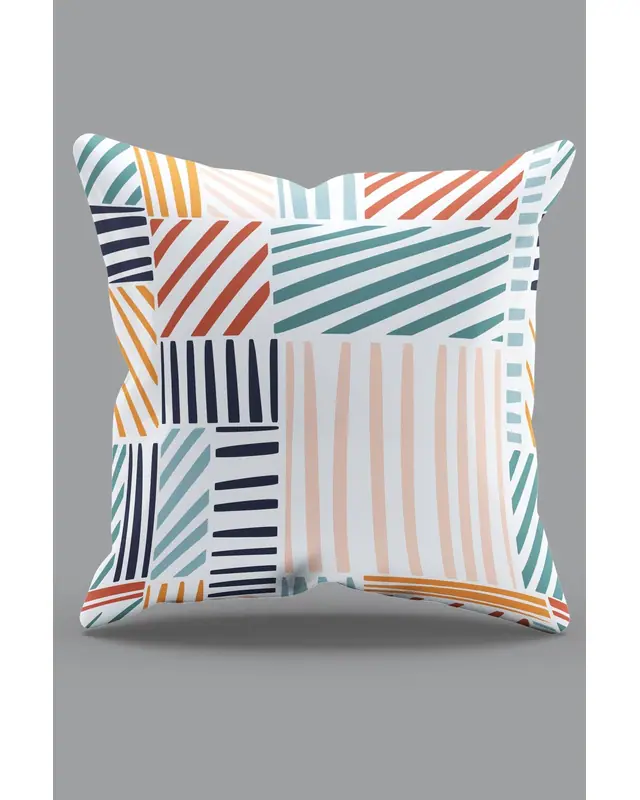 Colourful Stripes Pattern Double-Sided Printed Suede Cushion Cover PL915