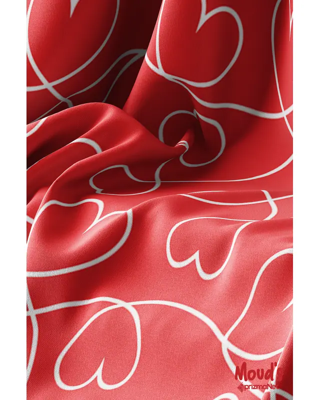 Red Hearts Round Easy-Care Suede-Feel Tablecloth - MSY-49 - 3