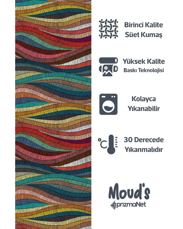 Colourful Striped Halı Pattern Printed Suede Table Runner - 3