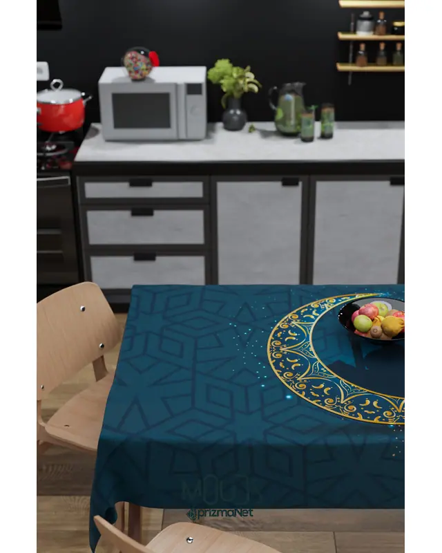 Ramadan Moon And Mosque Silhouette Rectangular Easy-Care Suede-Feel Tablecloth - MS-256 - 4