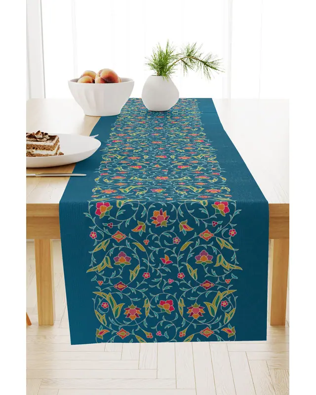 Ramazan Desenli 40X140 Runner Masa Örtüsü, Dertsiz Süet Dokulu Runner, Leke Tutmaz Runner