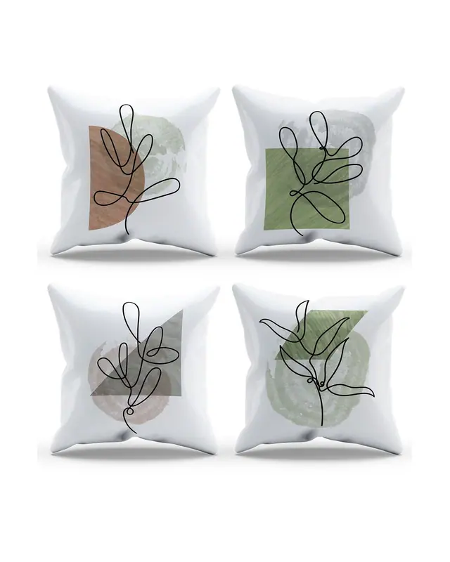 Double-Sided Printed Megu Pattern Set of 4 Coordinated Suede Cushion Cover - 3