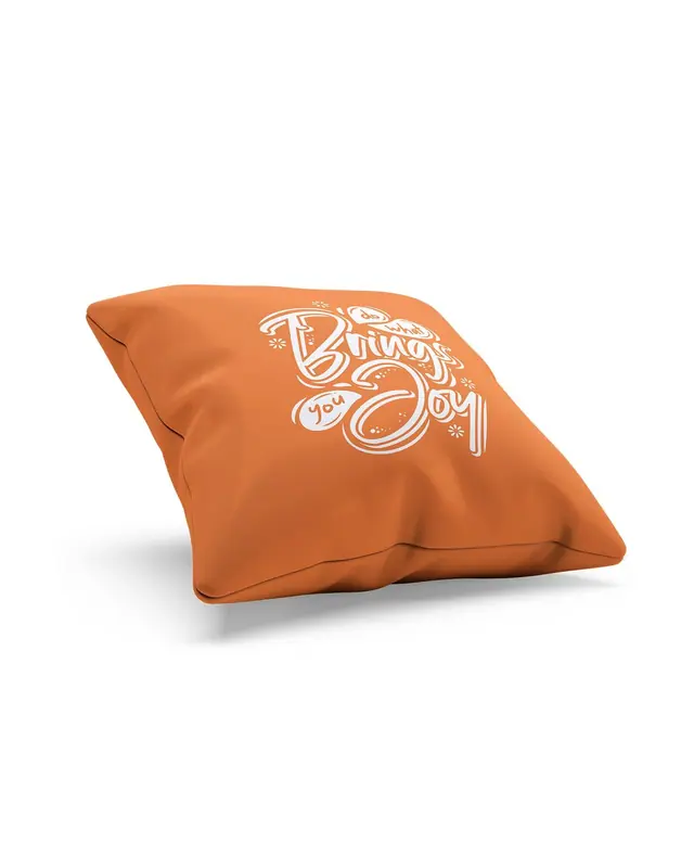 Orange Happy Words Pattern Double-Sided Printed Suede Cushion Cover - 2
