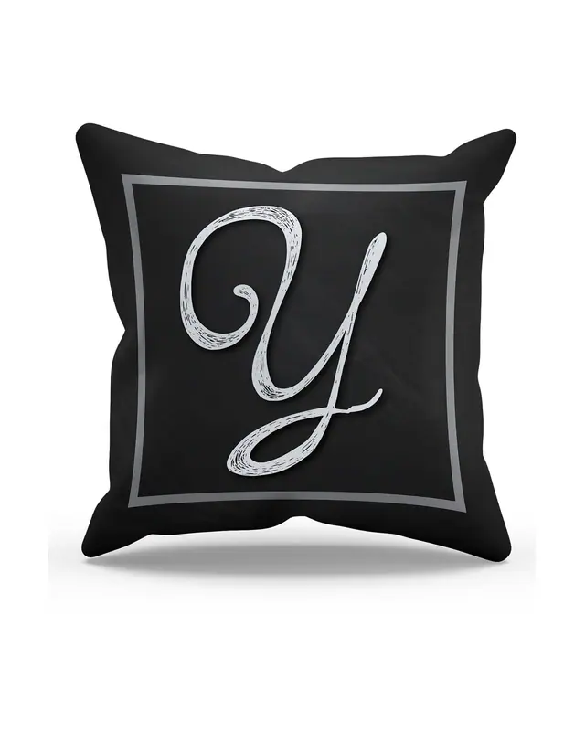 Y Letter Pattern Double-Sided Printed Suede Cushion Cover