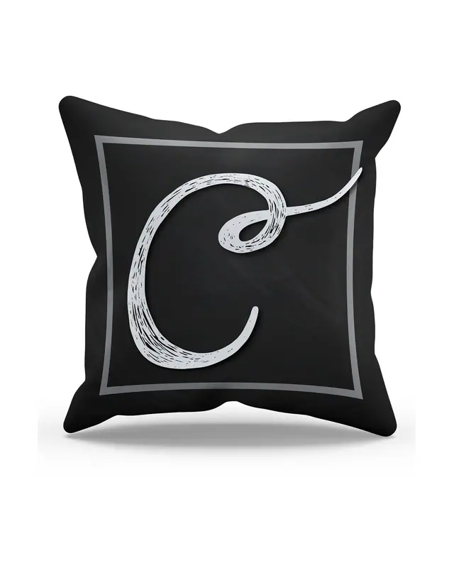 C Letter Pattern Double-Sided Printed Suede Cushion Cover