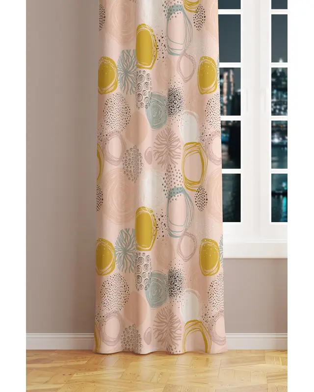 Xero Floral 1 Desenli Süet Oturma Odası Salon Fon Perde Baskılı Ekstrafor Büzgü TEK KANAT PRD-1081