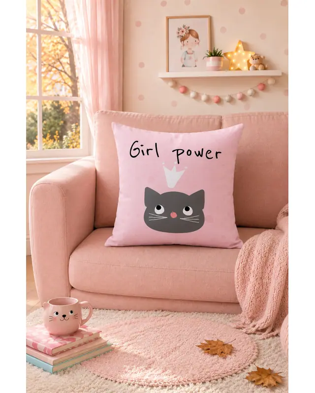 Double-Sided Printed Girl Power Pattern Set of 3 Coordinated Suede Cushion Cover - 4
