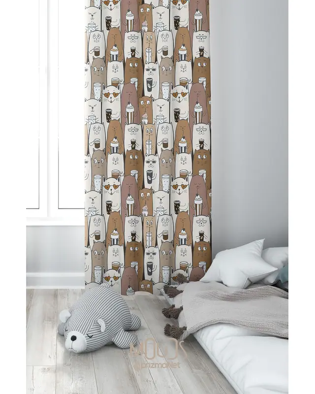 Elite Catcikler Patterned Decorative Curtain Kids' and Baby Room Printed Suede Pencil Pleat - Single Panel - PRD-12-TK - 2