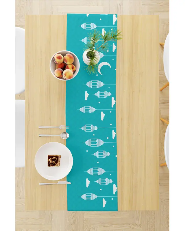 Ramazan Desenli 40X140 Runner Masa Örtüsü, Dertsiz Süet Dokulu Runner, Leke Tutmaz Runner - 3