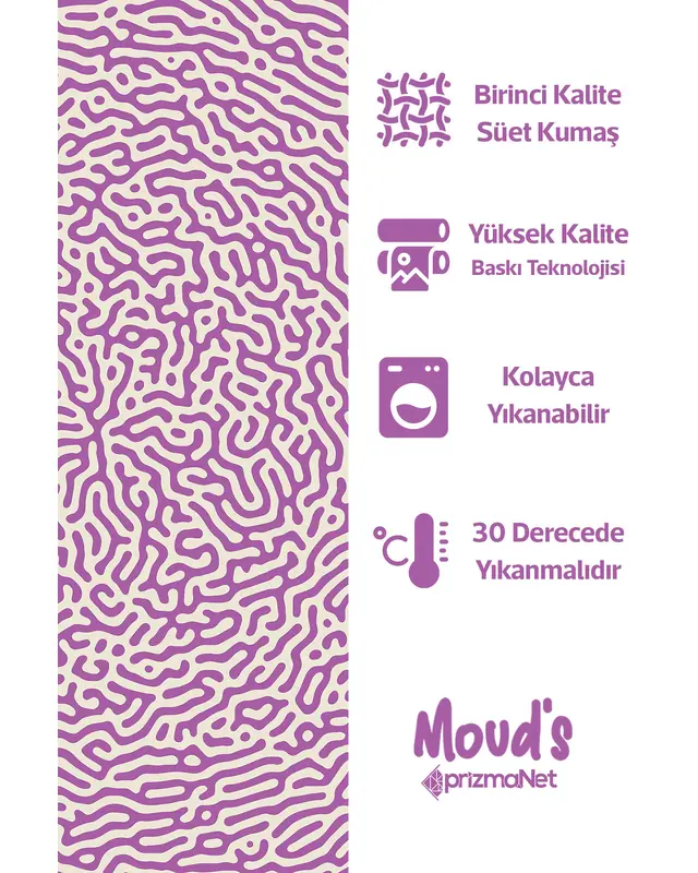 Mor Alley Desenli Yuvarlak Süet Dertsiz Masa Örtüsü - 2