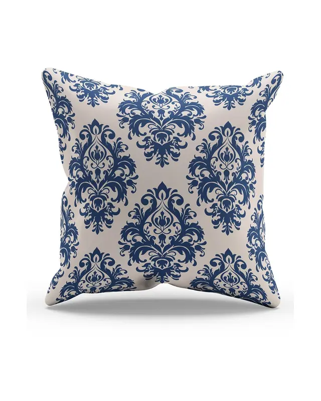 Navy Vintage-3 Pattern Double-Sided Printed Suede Cushion Cover