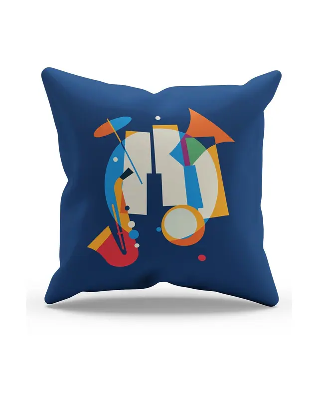 Jazz Pattern Double-Sided Printed Suede Cushion Cover