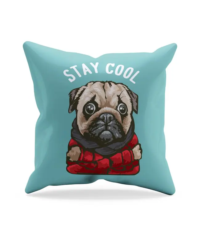 Red Pug Dog Pattern Double-Sided Printed Suede Cushion Cover PL805
