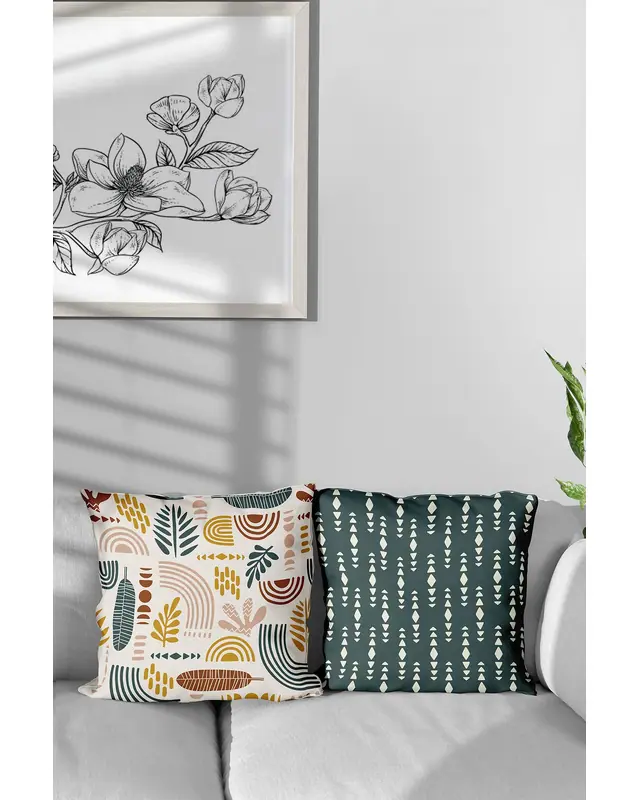 2'li Autumn Pattern Double-Sided Printed Suede Cushion Cover Set - 5